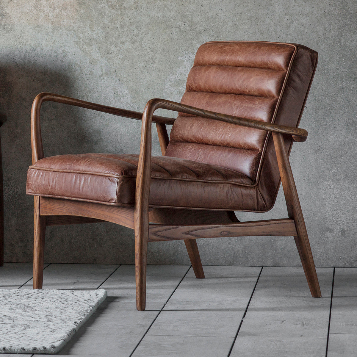 Dark leather on sale accent chair