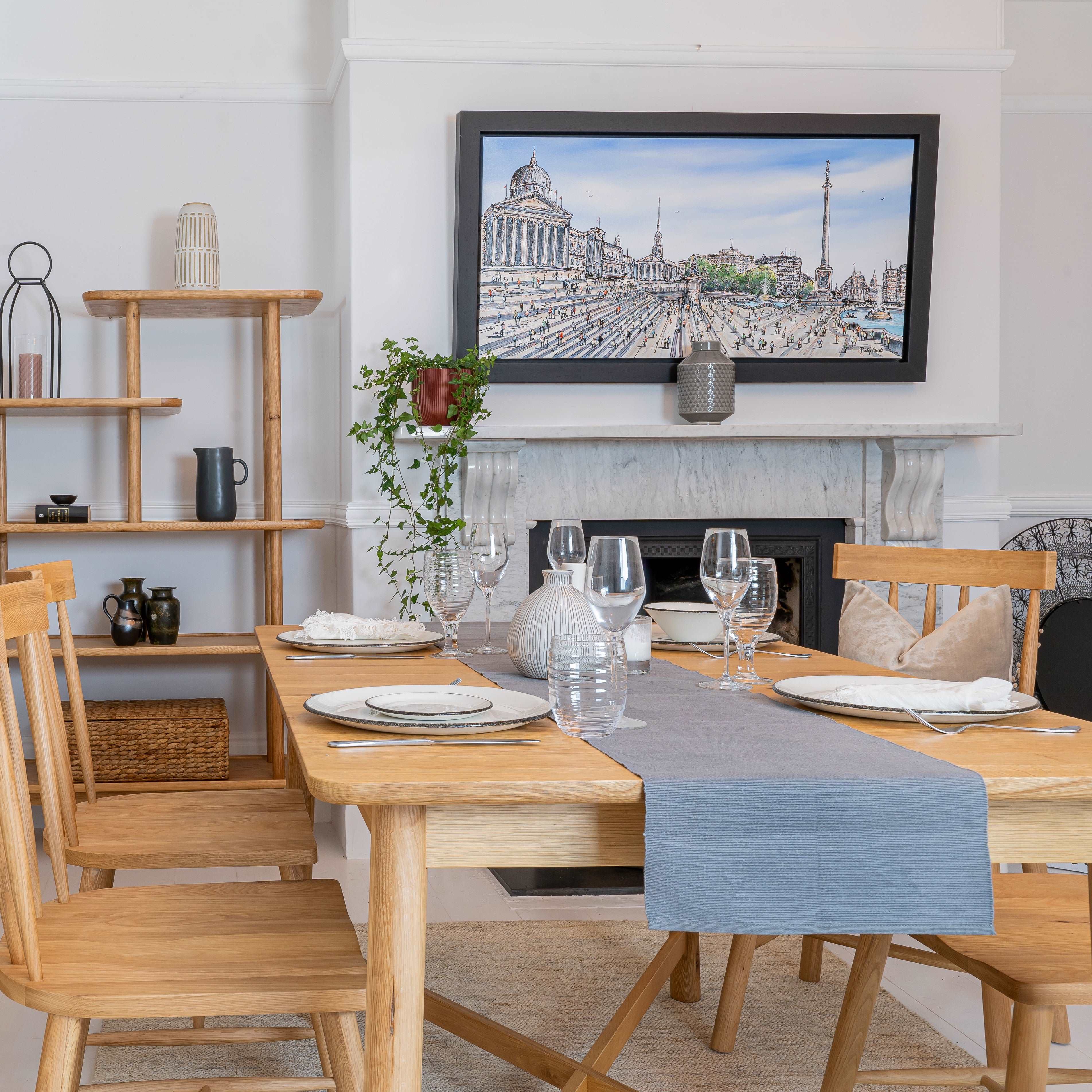 Solid oak dining room shop table