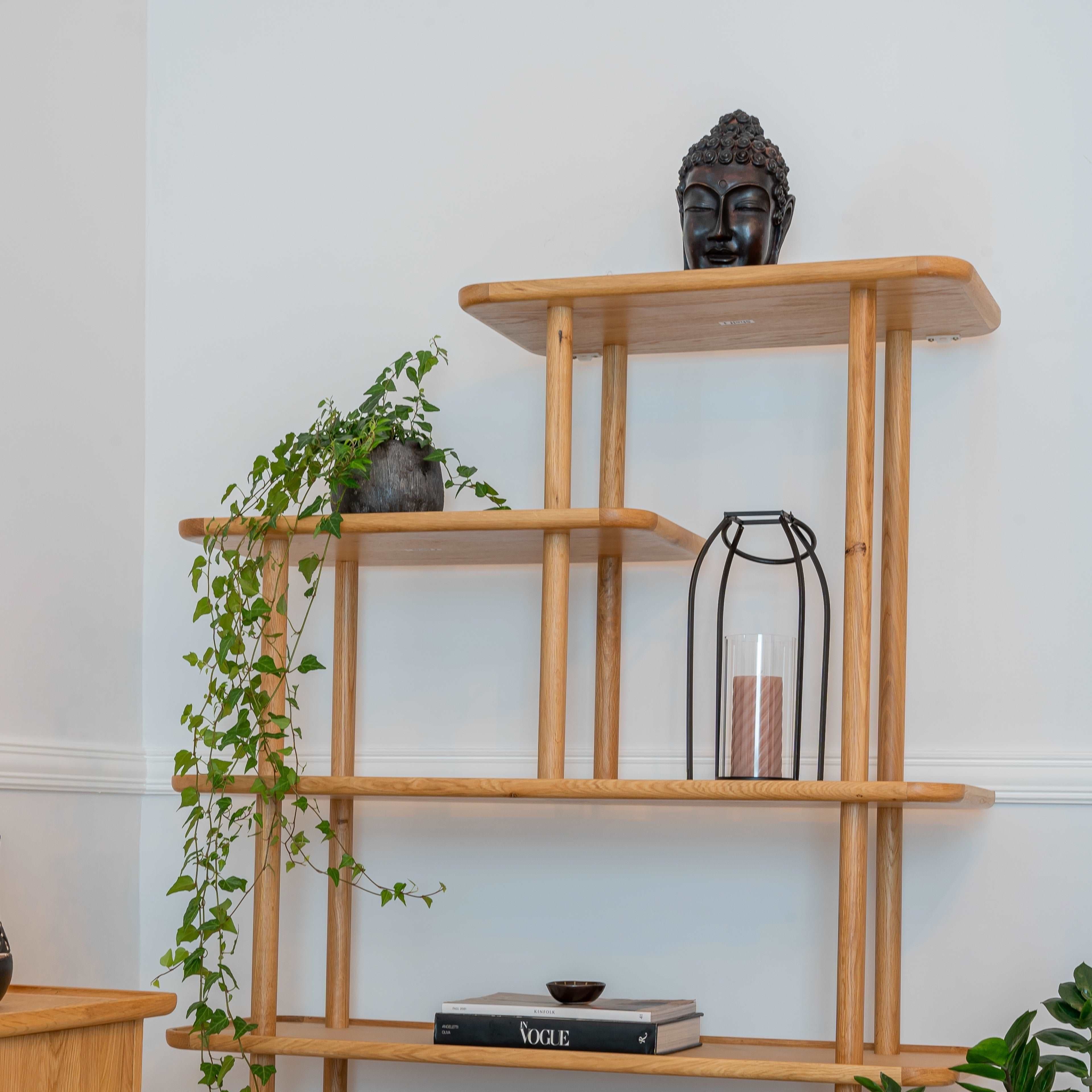 Sandywater Wooden Open Display Shelving unit in Solid Oak